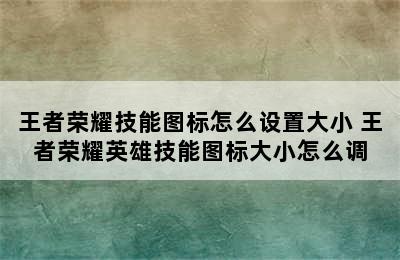 王者荣耀技能图标怎么设置大小 王者荣耀英雄技能图标大小怎么调